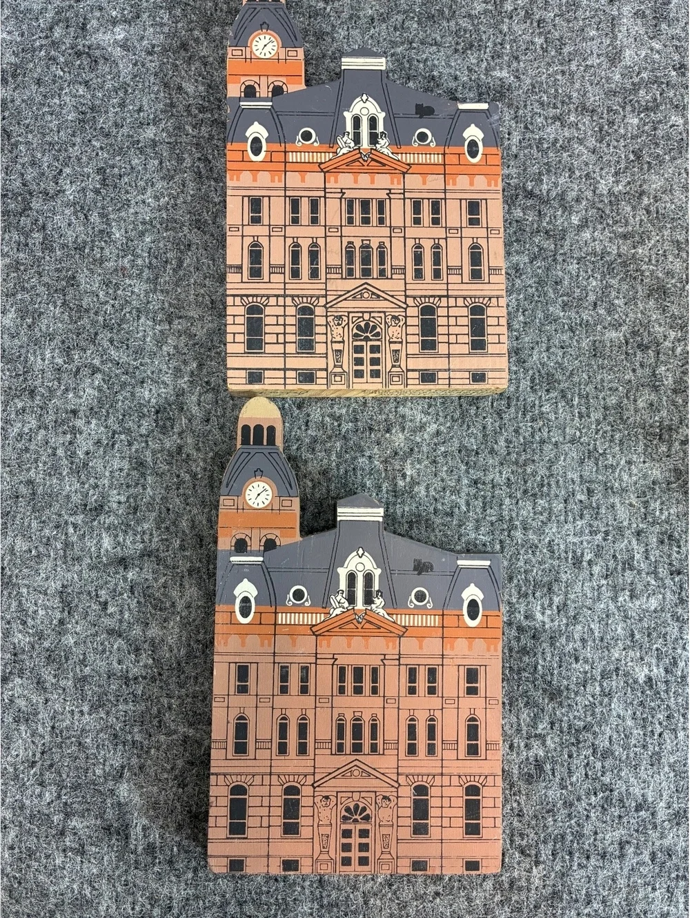 2 1987 Cats Meow Wayne County Court House Wooden Shelf Sitter OH